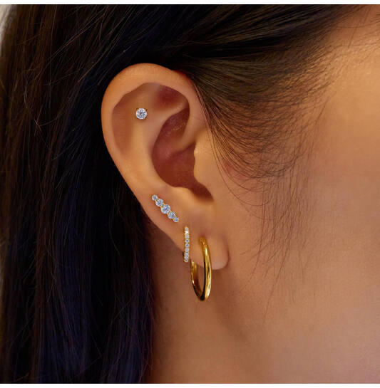  Ear Edit - Ohrstecker - Silber / 14kt GP - Zirkonia